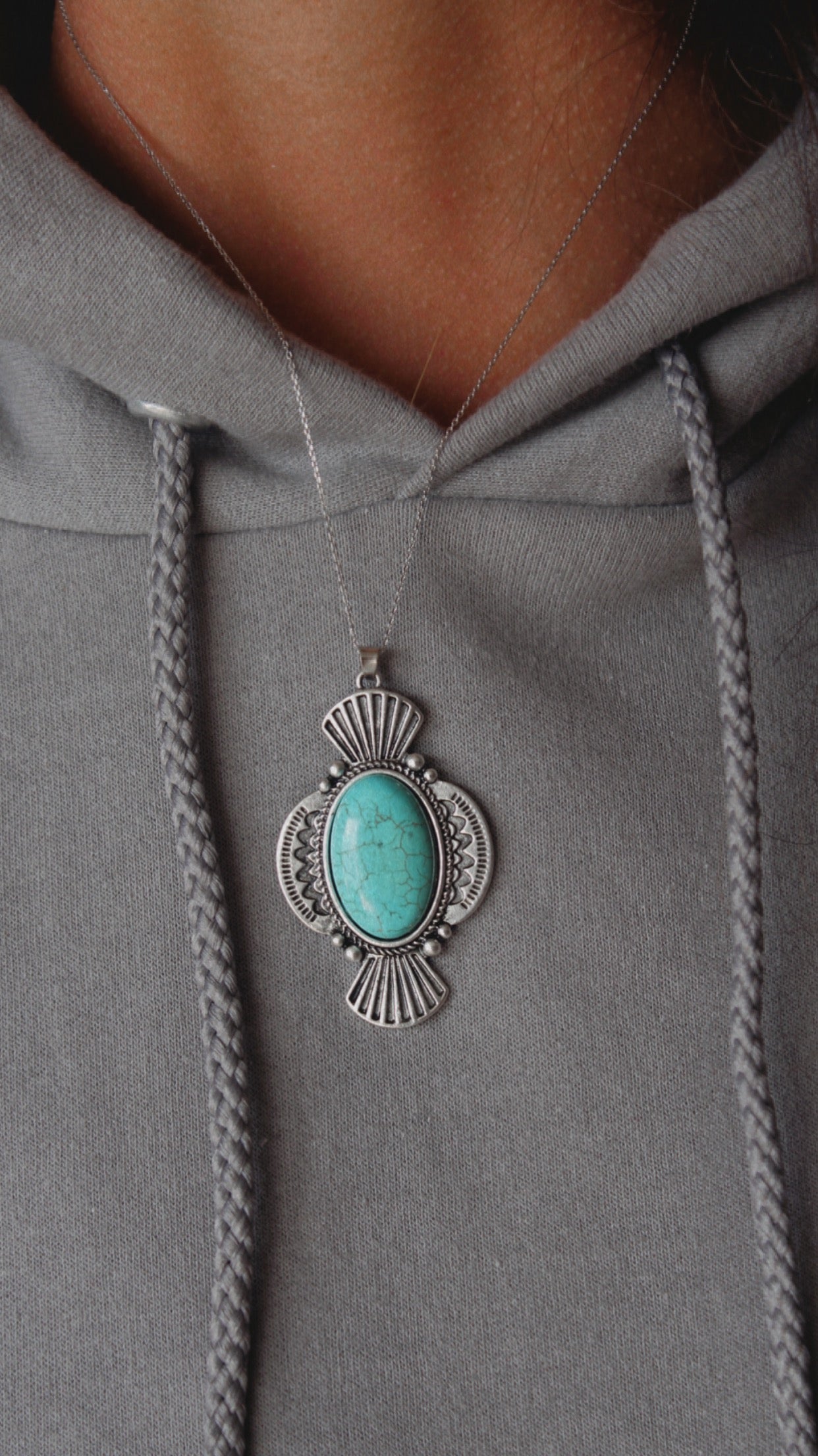 Faux Turquoise Pendant Necklace