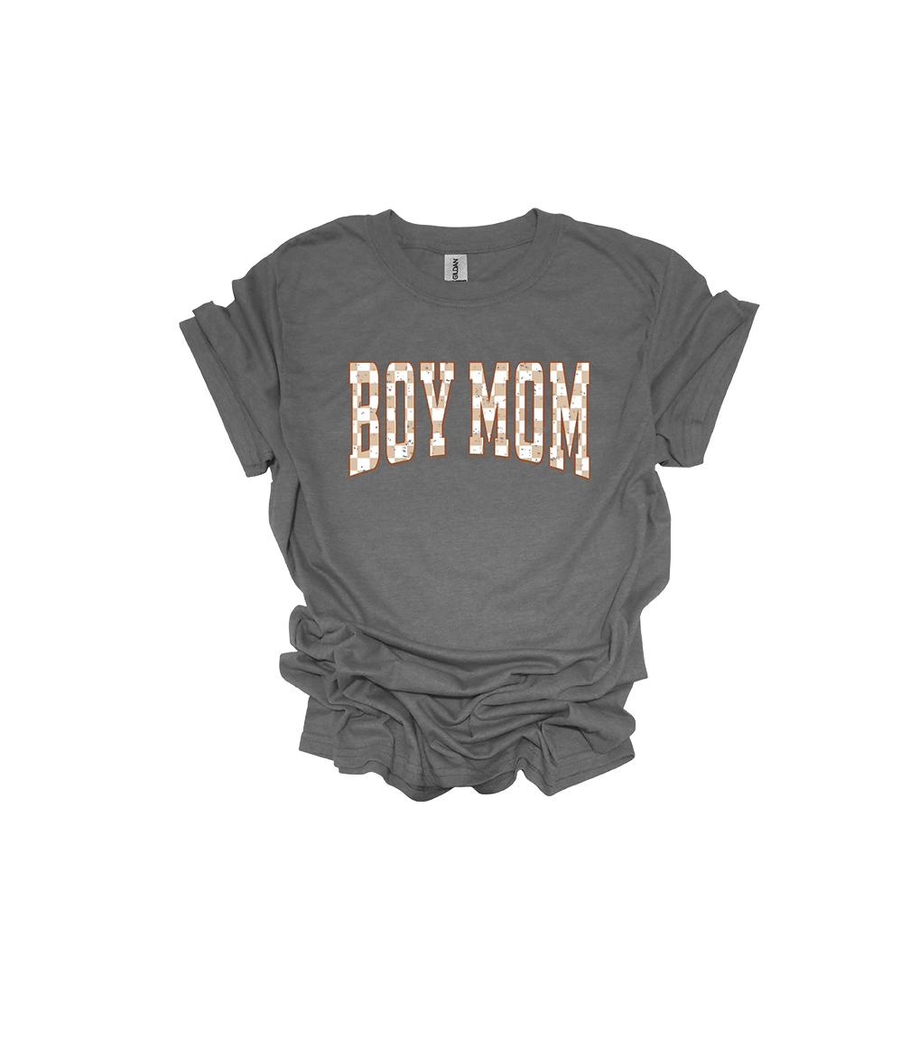 BOY MOM BROWN CHECK