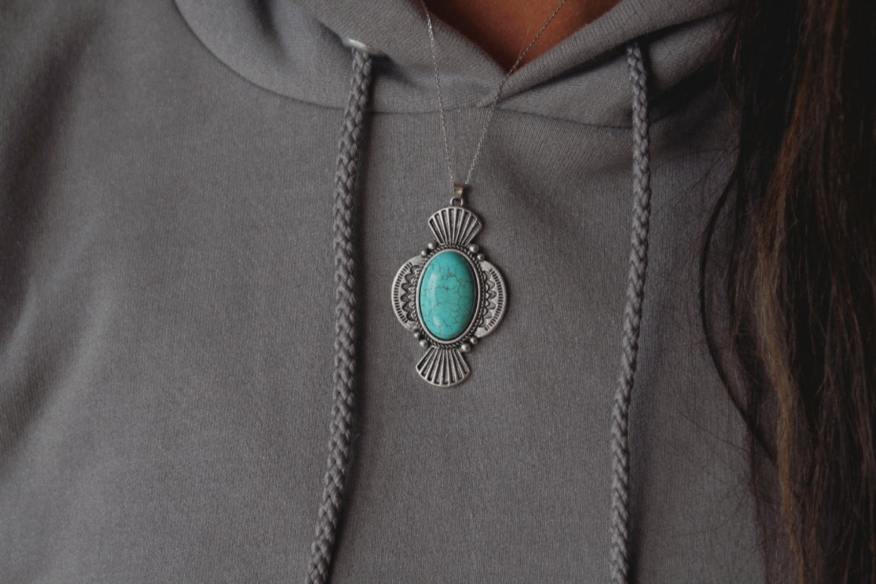 Faux Turquoise Pendant Necklace