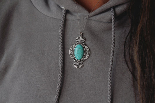 Faux Turquoise Pendant Necklace