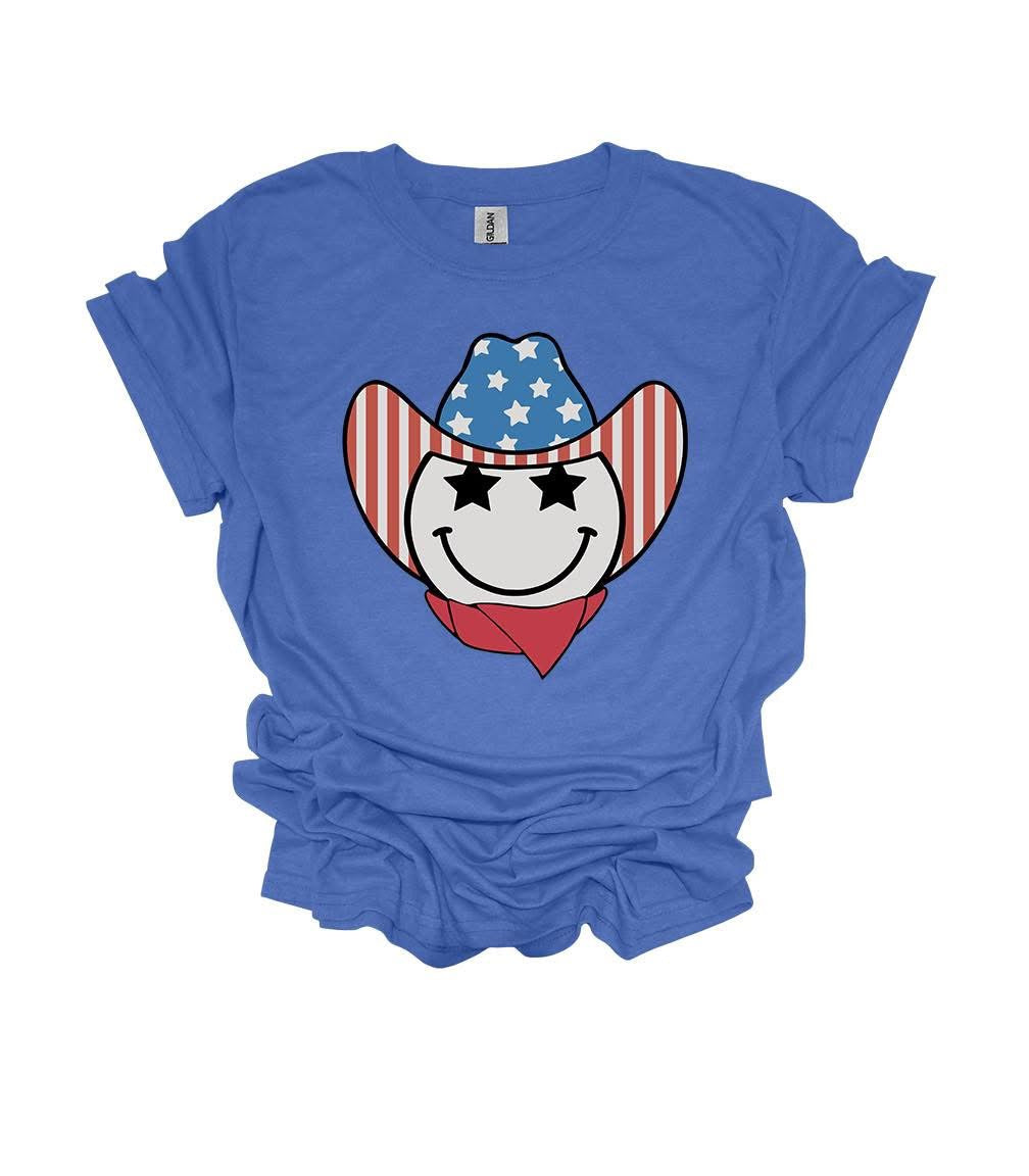 RED WHITE AND BLUE SMILE COWBOY